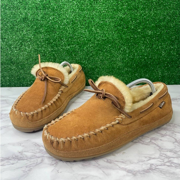 L.L. Bean Men's Wicked Good Moccasins Size 9 Wide Brown Slip On Shoes - Picture 2 of 10